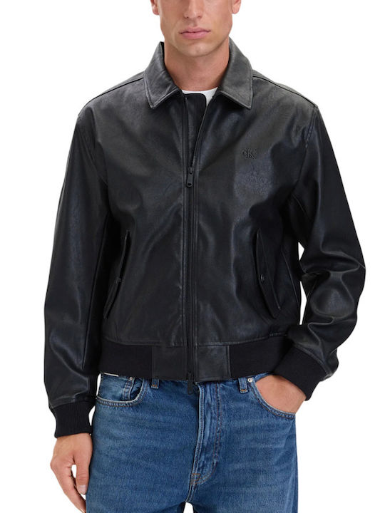 Calvin Klein Leather Jacket Black