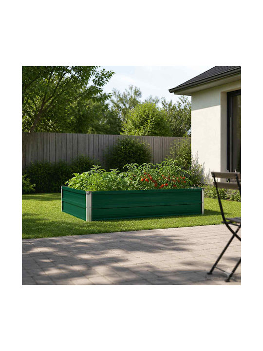 vidaXL Ghiveci De Flori Metalic Verde 100x80x24cm