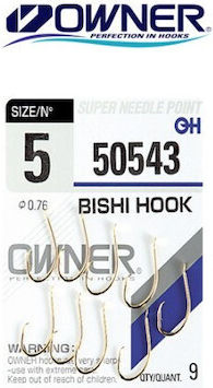 Куки За Риболов Owner Bishi Hook Златист Размер 8