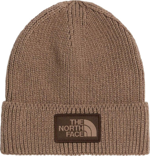 Logo Box Beanie Männlicher Strickmütze in Braun