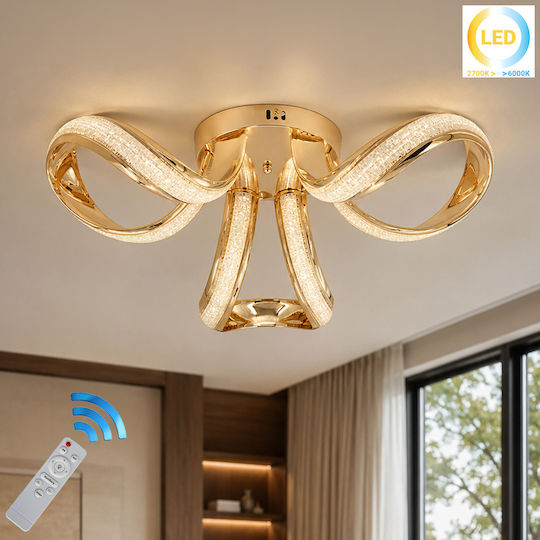 Keskor Plafonieră de Tavan 62εκ. Aurie cu LED Integrat