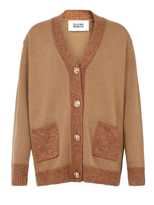 Women's Knitted Brown-Tan Cardigan