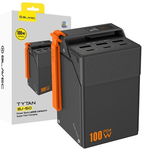 Blavec BJ-50 Tytan Baterie Externă 50000mAh 100W Cu 3 Porturi USB-A Și 3 Porturi USB-C Neagră