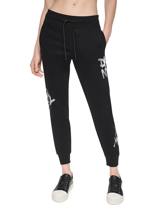 Παντελόνι Φόρμας με Λάστιχο Fleece Μαύρο