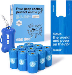 Deo Doo Hundekotentsorgung Tasche mit Beuteln Blau 9 Rollen à 12 Einheiten Jasmin-Duft