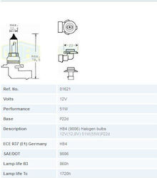 Trifa Λάμπα HB4-9006 Αλογόνου Trifa Λάμπα HB4-9006 Αλογόνου