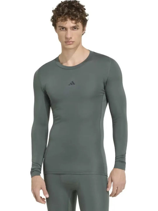 adidas Techfit Мъжка Термоизолационна Риза с Дълъг Ръкав Compression Зелена