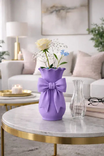 SteweHome Διακοσμητικό Βάζο Πλαστικό Μωβ Y19cm