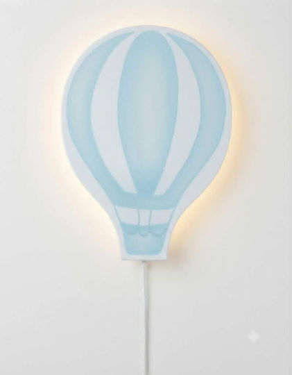 O Singură Lumină Lumini De Tavan Pentru Copii Suspendată Din Lemn Cu Bază Bec E27 Albastru Deschis 42.5x30.5cm