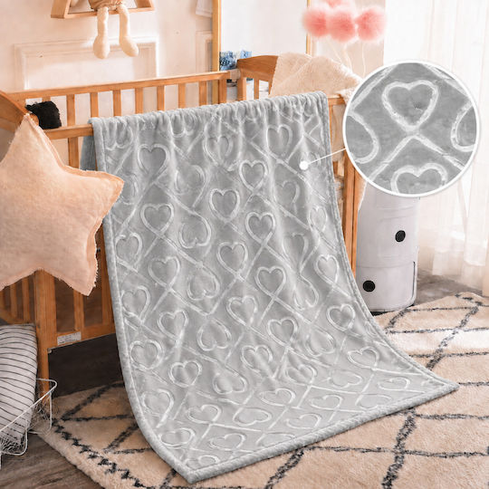 Marwa Samt Kinderdecke Grau 140x110cm