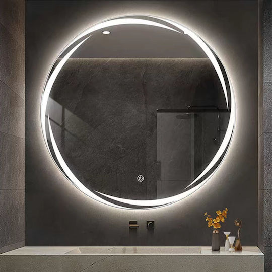 Кръгло Огледало За Баня LED Touch 60x60см Бяло