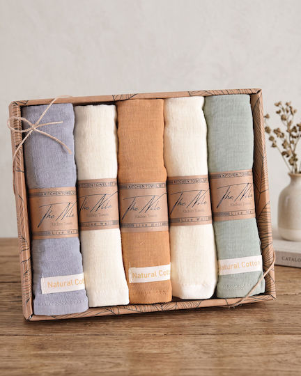 Rythmos Rythmos Küchentücher Aus 100% Baumwolle In Beige Farbe 40x40cm 5 Stück
