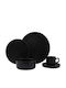 Hermia Negru Ceramică Set de Vase 18buc