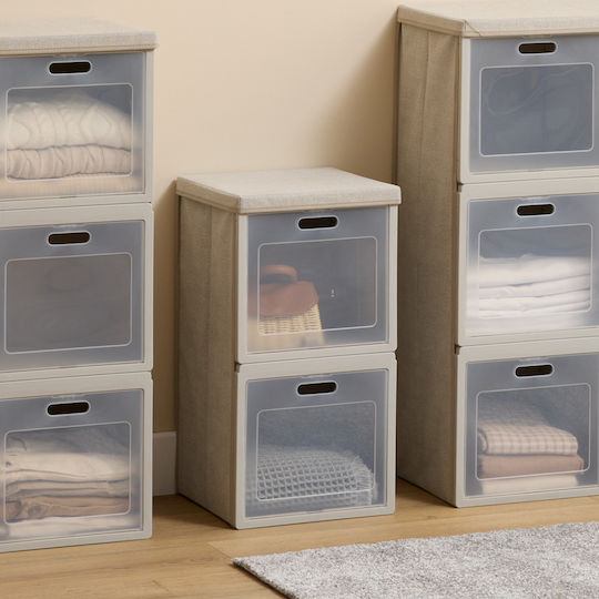 5Five Fabric Storage Box with Lid Grey 30.5x30.5x60.5cm