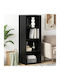 Highboard Hängeschrank fürs Wohnzimmer aus Spanplatte in Schwarz und Eiche 45x41x124 cm