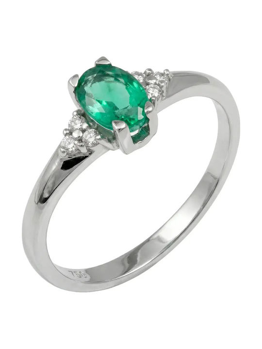 Women's Ring with Diamond in 18K White Gold