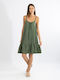 Summer Slip Dress with Ruffles Olive