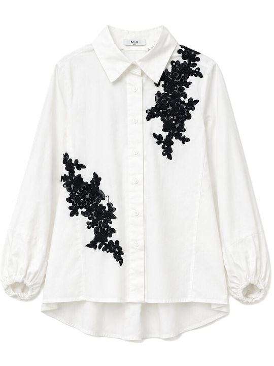 Kinderhemden Floral Langärmelig Weiß