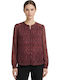 Naf Naf Damen Bluse Mit Muster Chiffon Burgundisch M