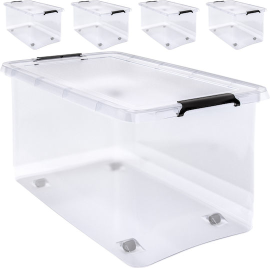 Deuba Cutie De Depozitare Din Plastic Cu Roți Și Capac Transparent 60x40x35cm 4 Bucăți