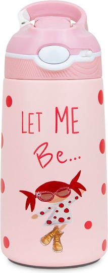 Pepita Viajera Rostfreier Stahl Kinder Trinkflasche Thermos mit Stroh Auslaufsicher Rosa 400ml