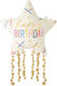 33" Luftballon Stern Creme Streamers Happy Birthday