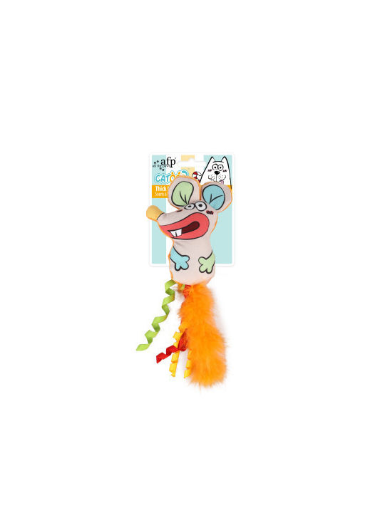 Afp Thick Lip Șoarece Jucărie-Șoarece Pentru Pisici Cu Catnip Pene Panglici 23,9 × 9,5 × 3 Cm