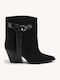 Black Western Ankle Boots Long Strap Buckle
