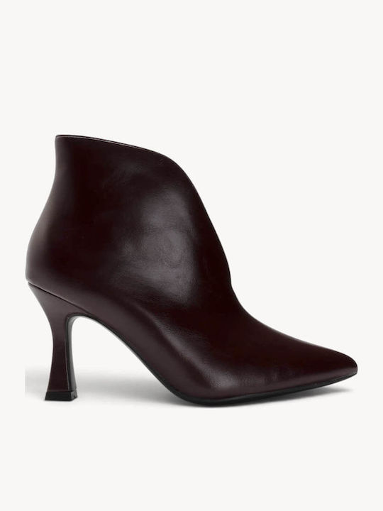 Burgundy Ankle Boots Asymmetric Shaft