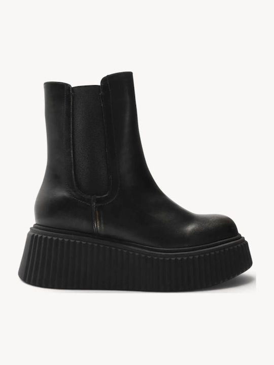 Graue Chelsea-Stiefeletten mit Relief-Platform-Sohle