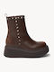 Tabac Brown Platform Ankle Boots with Metal Studs