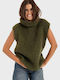 Women's Sleeveless Turtleneck Top Olive