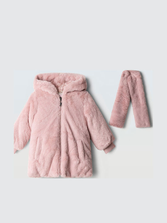 Evita Kinder Pelz Kurze mit Kapuze Rosa Evita Kinder Pelz Kurze mit Kapuze Rosa