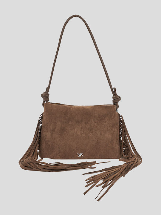 Verde Women's Shoulder Bag Suede with Fringes B...