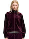 Elevated Lange Damen Sweatshirt Strickjacke Samt Lila