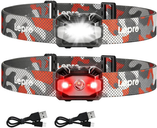 Lepro Rechargeable LED Headlamp IPX4 with Maximum Brightness 300lm 2pcs