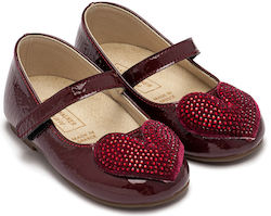 Babywalker Taufschuhe für Mädchen Leder Burgundische Pumpen