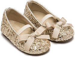 Babywalker Taufschuhe für Mädchen Leder Gold