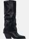 Wildleder Damenstiefel Cowboy mit mittlerem Absatz Schwarz