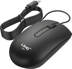 Linq Usb-c Wired Mouse Pc Macbook 1200 Dpi Optical Sensor 1.5m Cable Black