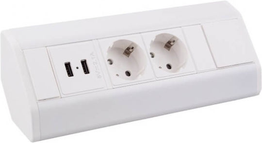 Design Light Bandă De Alimentare Cu 2 Prize Cu USB-A USB-C Și Cablu 1.8m