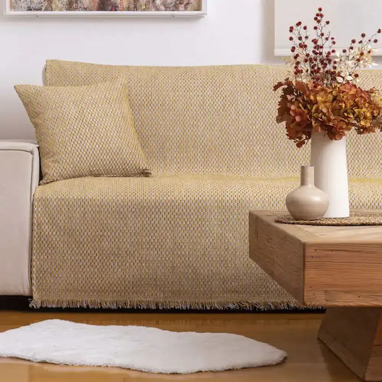 Borea Ριχτάρι Τριθέσιου Καναπέ Chenille 180x300εκ. Μουσταρδί