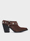 Suede Women's Cowboy Ankle Boots Brown