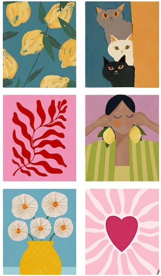 Canvas Painting Art Set 6 Pieces 651mrt2268 20x30cm Multi Wallity Vertical Canvas