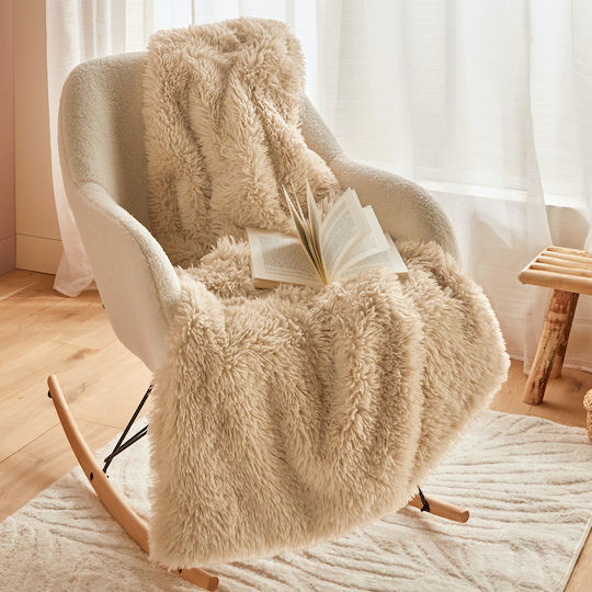 A-s Duvia Κουβέρτα Γούνινη Καναπέ 120x150εκ. Beige