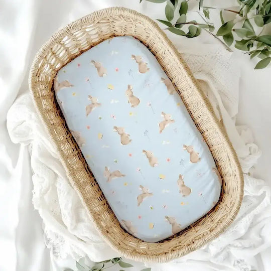 Borea Set Baby Cradle Sheets Cotton Blush Light Blue 70x120cm