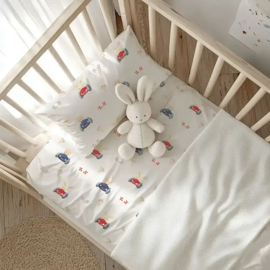 Borea Комплект Детски Чаршафи За Количка Фланелени Racer Сини 120x160см.