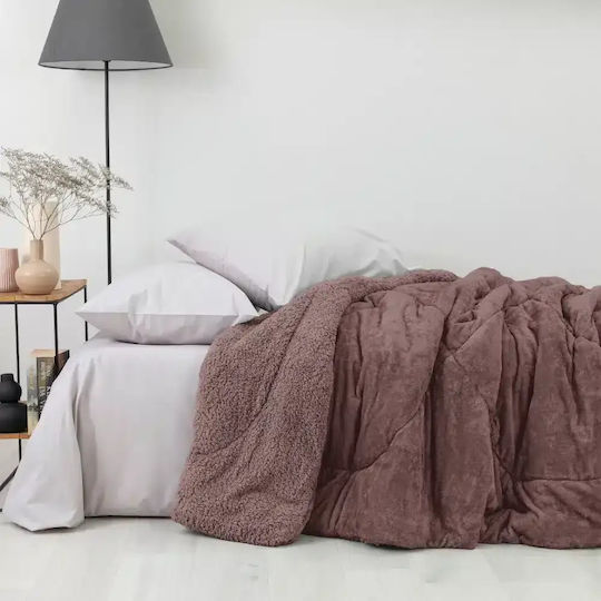 Borea Single Sherpa Comforter 160x220 cm Cozy Brown