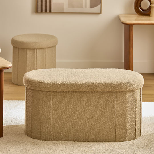 Spitishop Puf Klappbar Mit Stauraum Bezogen Mit Stoff A-s Fink Taupe 76x38x38cm