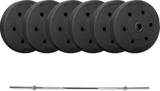 Zipro Ίσια Μπάρα Φ28mm Σετ με Βάρη 36kg Μήκους 150cm με Βιδωτά Κολάρα